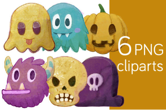 6 Spooky Halloween Cliparts - Png