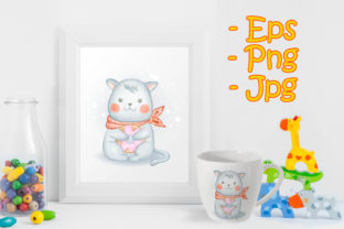 Adorable Kitten Baby Carrying Donut Illustrations