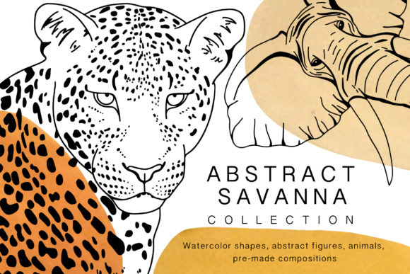 African Animals. Line Art Collection