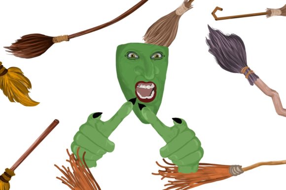 Amazing Beautiful Witch Broom Illustrations for Content Creators