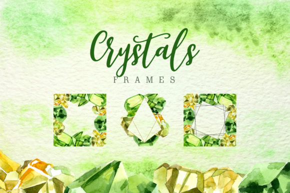 Aquarelle Yellow and Green Crystal Set Illustrations