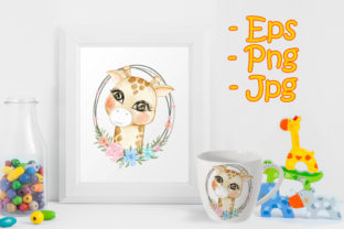 Baby Giraffe Adorable with Floral