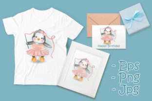 Baby Penguin Dancing Ballerina Illustrations