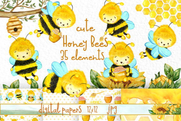 Bees and Honey Clipart Sunflower Clipart