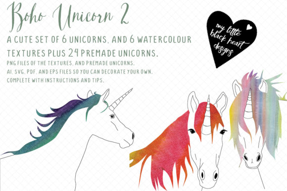 Boho Unicorns 2 Illustrations