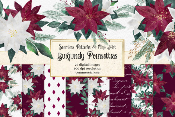 Burgundy Poinsettias: A Versatile Illustration for Digital Sellers