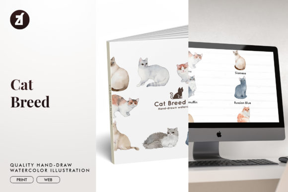 Cat Breed Set4: A Playful Graphic Design Asset for Creative Projects