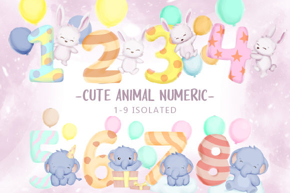 Cute Animal with Numeric Illustrations