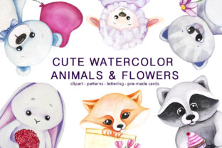 Cute Animals Flowers Illustrations