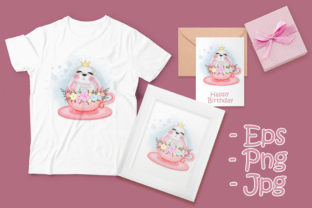 Cute Easter Bunny in a Cup Tea Illustrations