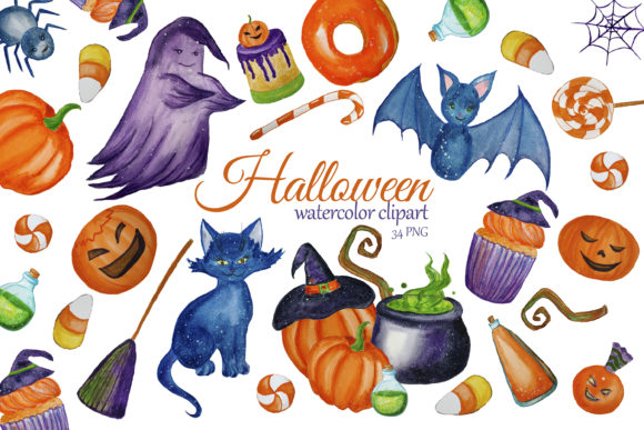 Cute Halloween Clipart. Witch Clip Art