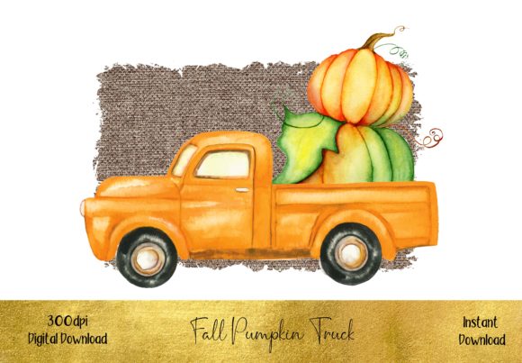 Cute Pumpkin Truck Illustrations