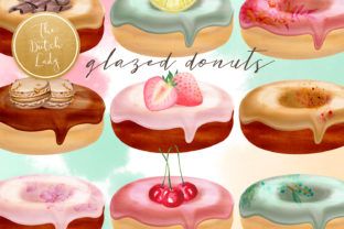Glazed Decorated Donuts Clipart Set Illustrations