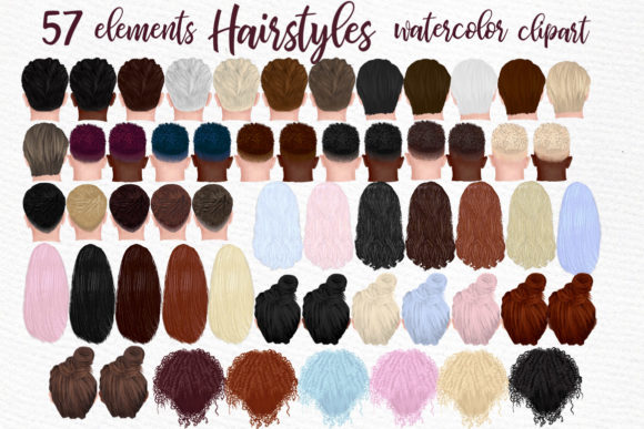 Hairstyles Clipart, Fashion Illustrations