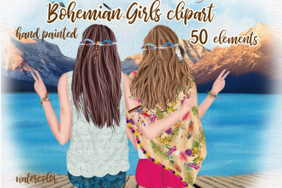 Hippie Girls Clipart Bohemian Girls