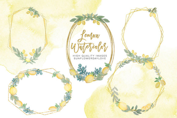 Lemon Frames Clipart, Summer Fruit Illustrations