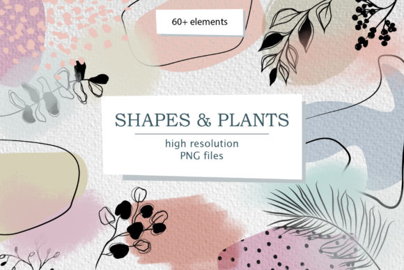 Modern Smooth Abstract Shapes Plants Illustrations
