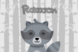 Raccoon Nursery Art, Woodland Animal Illustrations