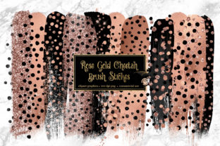 Rose Gold Cheetah Brush Strokes Clipart and Illustrations
