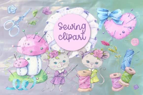 Sewing Accessories and Sewing Mouse: A Versatile Graphic Design Asset for Crafters