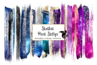 Stardust Brush Strokes Clipart & Illustrations