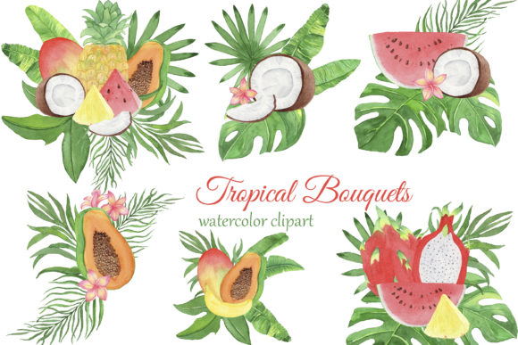 Tropical Fruits Bouquets Illustrations