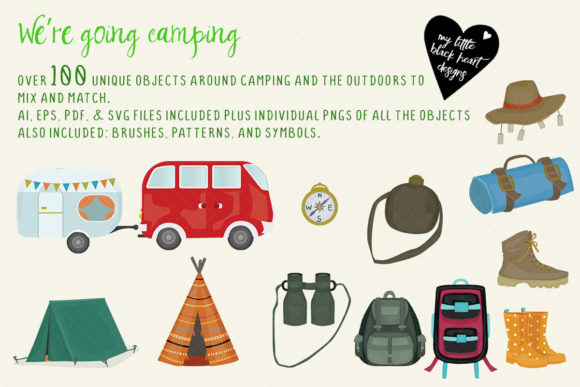 We're Going Camping Set Illustrations